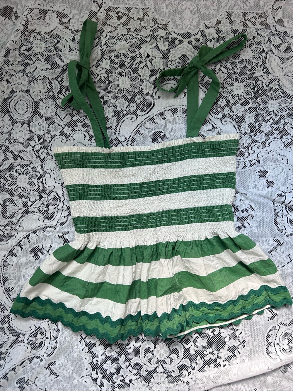 kate spade green and white striped tank top